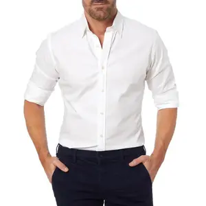 Men Business Zipper Shirt Four Seasons Universal Casual Elastic Shirt Slim Security Hidden Zipper Design