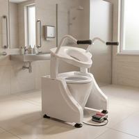 Chaise de toilette bariatrique robuste avec siège élévateur, capacité de 400 lb, accoudoirs larges rembourrés, pieds en caoutchouc antidérapants