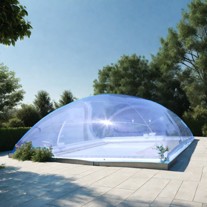 Couverture de <span class=keywords><strong>piscine</strong></span> gonflable transparente en PVC avec souffleur, design dôme à air, installation facile, protège la <span class=keywords><strong>piscine</strong></span> extérieure - Tailles 8x5m/10x6m/12x7m - Product Image 2