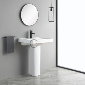 Optimisation de l'espace pour les petites unités, design compact, lavabos colonne blancs pour appartements et micro-résidences - Product Image 2