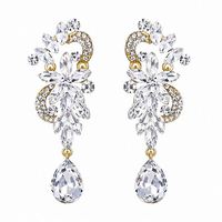 Femme Bohème Boho Fleur De Cristal Mariage Mariée Lustre Larme Bling Boucles D'oreilles