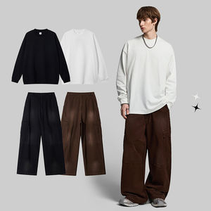 Bestseller Appena Lanciato 2025 Set Oversize con Zip in Tinta Unita Stile Vintage Americano Abbigliamento Casual Unisex per Adolescenti Invernale - Product Image 1