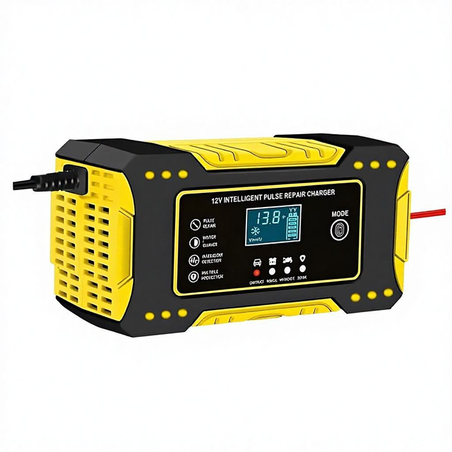 12V6A Intelligent Car Battery Charger, Pulse Reconditioning & LCD Display, Universal AC110-220V, for Motorcycle/Minivan/SUV