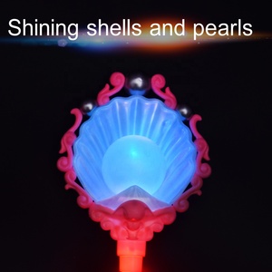 Baguette magique <span class=keywords><strong>lumineuse</strong></span> disney pour enfants, série de perles de coquillage de sirène, Led, baguette magique avec musique clignotante - Product Image 4