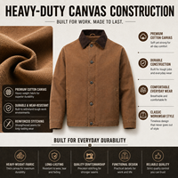 Veste de travail en toile pour homme, veste utilitaire décontractée, manteau de travail vintage, vêtement d'extérieur léger en coton, fabricant OEM ODM sur mesure