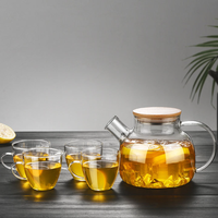 Théière en verre borosilicate de haute qualité 1000 ml avec couvercle en bambou