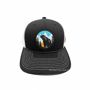 Sombreros de camionero de color de malla negro/personalizado, sombreros de camionero con parche de logotipo tejido con bordado 3D personalizado, MOQ bajo - Product Image 1