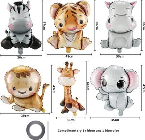 New Jungle Safari Globos de <span class=keywords><strong>cumpleaños</strong></span> Juego de 6 globos de aluminio para niños y niñas con diseños de animales y <span class=keywords><strong>Feliz</strong></span> <span class=keywords><strong>cumpleaños</strong></span> - Product Image 4