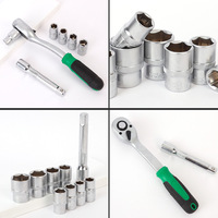 ELEHAND OEM Jeu de douilles 12 pièces 1/2'' 8-24mm avec clé à cliquet, rallonge et support en plastique – Kit d'outils manuels pour réparation automobile