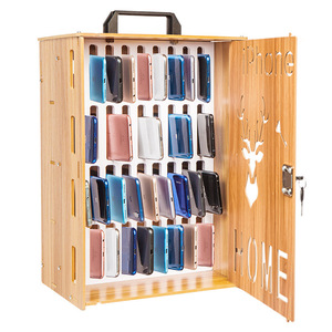 Wooden Mobile Phone Storage <b>Box</b> With <b>Lock</b> Multi Compartment Shelf For Office Employee <b>Safe</b> - Product Image 5