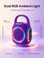 IPX4 Wasserdichter Outdoor Mini Bluetooth-Lautsprecher mit RGB-Licht, FM-Radio, Tiefbass und Tragehaken für Rucksack