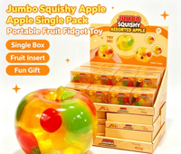Jumbo Squishy Assortiment de jouets pomme transparents et souples, à presser, à l'huile de noix de coco, sensoriels, anti-stress, nouveauté, jouet de fête