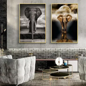 Pinturas de pared de elefante africano de estilo nórdico, pósteres de pared con estampado de animales sobre lienzo y Decoración Para sala de estar