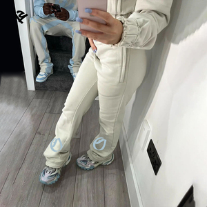 L801210 özel 2 parça Set kadınlar sıkıntılı eşofman kış Y2k Streetwear aplike Terry kısa kapşonlu üst takım - Product Image 4