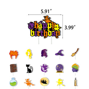 Decoraciones para Fiesta de Hocus Pocus, Decoración para Fiesta con Pancarta de <span class=keywords><strong>Feliz</strong></span> <span class=keywords><strong>Cumpleaños</strong></span>, Adornos para Cupcakes, Suministros para Decoración de Fiestas en Casa - Product Image 5