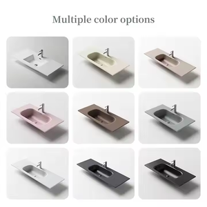 Thiết kế mới nóng bán hình chữ nhật nhựa phòng tắm chậu rửa bồn rửa Countertop phòng tắm sứ lưu vực cho khách sạn nhà - Product Image 4