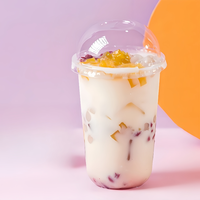 Vente en gros de gobelets en plastique transparent PET à paroi simple personnalisés de 90 mm pour café, yaourt, desserts avec couvercles