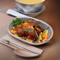 Barquette ovale géante en aluminium de qualité supérieure pour rôtir la viande et la volaille lors des fêtes de Noël