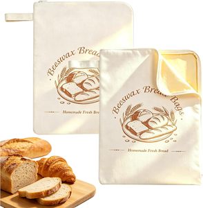 Bolsa de Pan de Cera de Abeja Reutilizable, Diseño Personalizado, Cero Desperdicio, XL, 13x17 Pulgadas, con Cierre de Cremallera, de Algodón Orgánico, Libre de Plástico, para Pan de Levadura - Product Image 1
