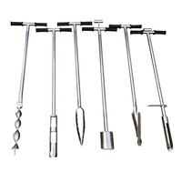 Sonde d'échantillonnage de sol multi-styles en acier inoxydable avec poignée tubulaire en T, pédale et éjecteur d'échantillons