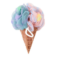 Éponge de bain en forme de cornet de crème glacée style influenceur, avec motif de dessin animé haut de gamme non soluble pour enfants et bébés