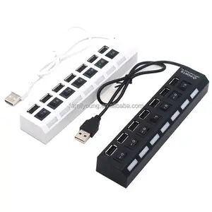 USB Hub 7 Port Multi USB 2.0 Splitter Power Adapter Multiple Expander With On Off Switch For PC Laptop MacBook Accessories