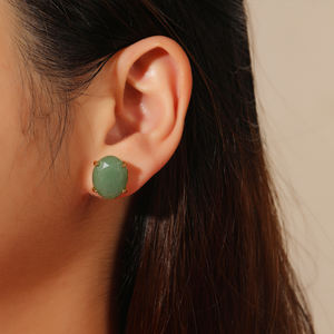 Moda ovale di forma naturale Lapis agata nera di guarigione artiglio di pietra preziosa orecchino borchie all'ingrosso per la vita quotidiana delle donne - Product Image 5