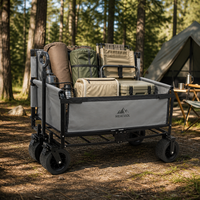 Carrito Plegable Portátil Negro, Carrito Utilitario Plegable para Camping, Playa, Jardín, Compatible con OEM/ODM, Directo de Fábrica