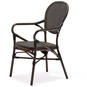 All weather di bambù francese bistro sedie nero con il braccio - Product Image 1