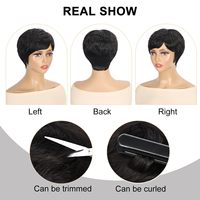 Perruques courtes personnalisables pour femmes noires, perruques de coupe pixie pour femmes, perruque sans colle entièrement fabriquée à la machine, prix de gros