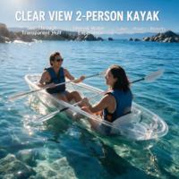Kayak gonflable transparent pour 2 personnes, double siège, pliable, accessoires, bateau en PVC, garantie 1 an, pour la pêche, les sports nautiques en plein air