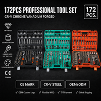 Jeu de clés à cliquet en acier CrV 172 pièces, douilles métriques et SAE, cliquet à dégagement rapide, coffret d'outils, réparation automobile et moto