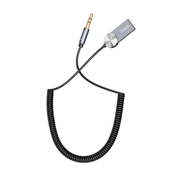 Hoco OEM DUP02 In-car Spring Cable Aux to USB BT 5.0 Built-in Microphone Audio Receiver