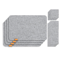 Ensemble de 6 sets de dessous-de-plat rectangulaires en feutre découpé au laser, résistants à la chaleur, écologiques, adaptés à la salle à manger domestique
