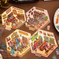 Autocollants Diorama 3D Micro-échelle en PET – Adorables et Créatifs pour la Création de Scènes, Parfaits pour les Projets DIY des Filles et les Mini-Maisons