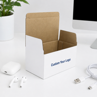 Boîte pliante en carton ondulé blanc personnalisée, impression CMYK, boîte d'emballage à rabat pour l'électronique, produits de détail de petite taille
