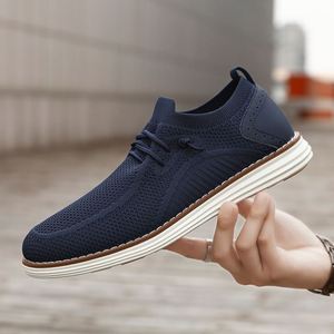 RO Men Breathable Knit Casual Shoes Fabric Upper MOOD Sole Lightweight Comfortable Lace up Walking Shoes - Product Image 5