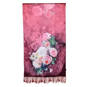 Wholesale Silk Gift High Quality Brushed Double Layer Shawl Winter Thickened Chinese Style Imitation Silk Scarf