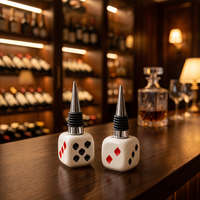 Redeco Bouchon de bouteille en céramique en forme de dés de jeu, design cool, pour vin, cadeau, vente en gros, logo personnalisé, décoration de bar, amusant