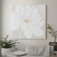 Peinture à l'huile abstraite florale blanche 3D - Art floral texturé fait main sur toile pour la décoration intérieure