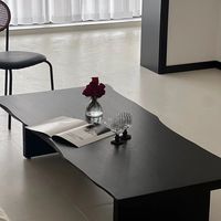 Table basse Juyou Silent Wind en bois massif noir avec plateau en marbre, style japonais, pour petit appartement, salon commercial