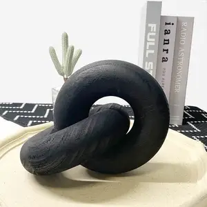 2-Link Wood Chain Link Decor Wood Knot Decor black wooden ring