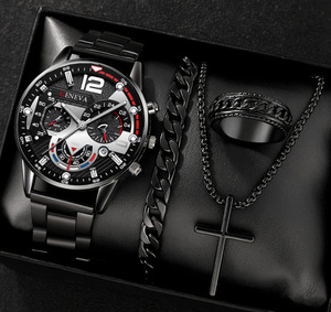 TG-2542 Hot Sale <strong>Watch</strong> <strong>Suit</strong> 4PCs Business Analog Wristwatch Calendar Date Bracelet Quartz <strong>Watch</strong> for Men Gift - Product Image 3