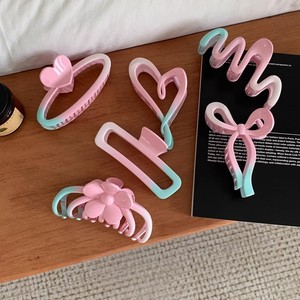 Moda lindo rosa azul Corazón horquilla niña diseño de lazo de gran tamaño Clip de tiburón accesorios para el cabello con estilo geométrico - Product Image 4