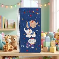 Carnet Mini Spirale en Lin Imprimé Éléphant Dessin Animé, Couverture en Papier, Impression UV, Format B5, 100 Feuilles – Idéal Cadeau pour Étudiants, Bureau, École