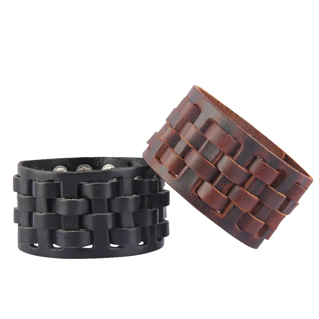 Vintage Retro Rivet Punk Cool Accessory Leather Biker Bracelet Men Jewelry