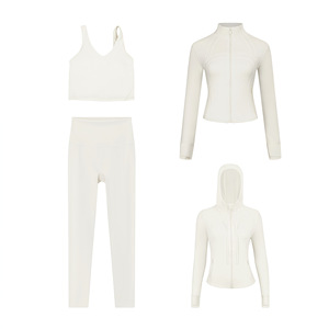 Hot Sale Women's <b>Yoga</b> Sets Breathable 4-Piece Long Sleeve Gym Training Clothes <b>Yoga</b> Tight <b>Jacket</b> Fitness Sports Shorts Workout - Product Image 4