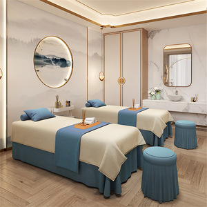 Set <span class=keywords><strong>Copriletto</strong></span> 4 Pezzi per Massaggi e Centri Estetici, Stile Europeo di Lusso in Tinta Unita - Product Image 2