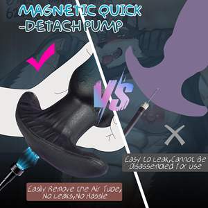 Grote magnetische opblaasbare butt plug hondenknoop anale plug siliconen draagbare opblaasbare fantasy monster dildo speeltje met T-basis - Product Image 3