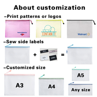 Sac de classement en PVC recyclé BoYing BY0424 format A4/A5/A6, sac à documents en maille esthétique, imperméable, logo personnalisé, organiseur de bureau transparent
